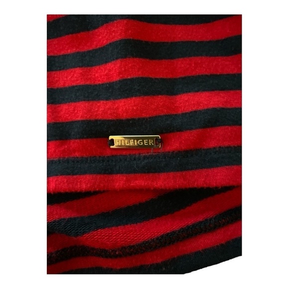 Tommy Hilfiger cowl neck knit pullover, size XL, red and black striped. - Picture 4 of 6